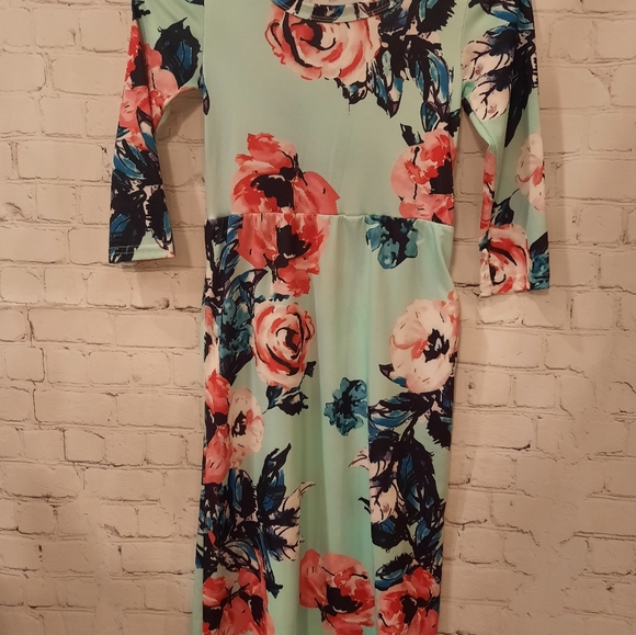 Artic Blue Floral Print Maxi Dress Girls Size 7-8 - Picture 4 of 4